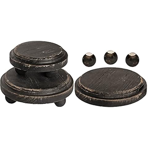 Felt Creative Home Goods Round Wooden Risers with Removable Feet (Set of 3) Farmhouse Rustic Decor Pedestal Stands for Tier Trays, Candles, Mugs Display (2 Large, 1 Small) - Rustic Black Cover
