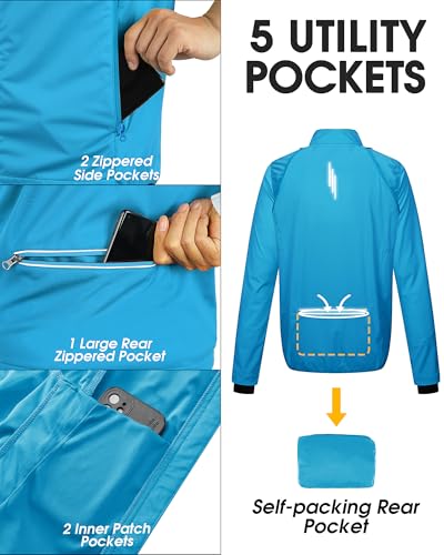 Image of 33,000ft Men's Cycling Jacket Long Sleeve, Waterproof Running Bike Vest Outerwear Reflective Windproof Sleeveless Jacket