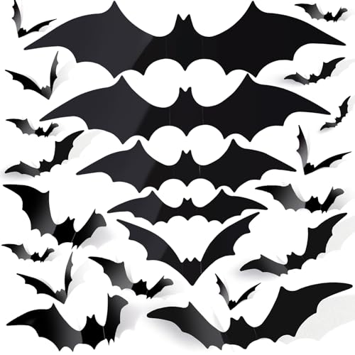 FANDAMEI 140PCS Bats Halloween Decoration, 5 Sizes Bats Wall Decor...