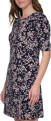 Image of Tommy Hilfiger Women's 1 /2 Sleeve Boat Neck Cotton Shift Mini Dress
