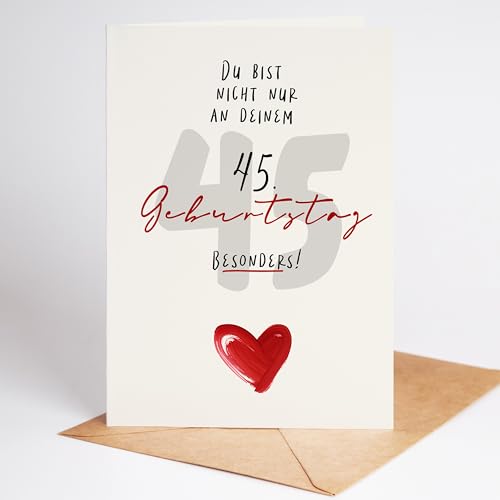 Lovely Cards - 45. Geburtstag Frau Mann – besondere Geburtstagskarte für Frauen - Geschenk Frau 45 Jahre – Geburtstagskart 45 - Glückwunschkarte zum 45. Geburtstag (DIN-A6)