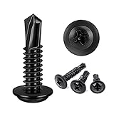 ZAMBASE 100PCS #8x3/4 Black Crosshead 410 Stainless Steel Self-Drilling Screws Modified Truss Head for Sheet Metal High Strength & Corrosion Resistant Self-Tapping Screw (Cross #8x3/4)