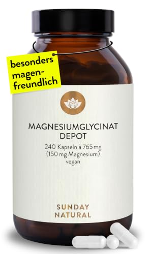 SUNDAY NATURAL® Magnesium Bisglycinat - 240 Kapseln - 300mg reines Magnesium pro Tagesdosis - Depot Magnesiumglycinat als organisches… – Ansicht 1