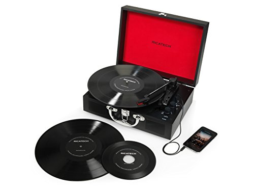 Ricatech RTT21 Tourne-Disque, Tourne-Disque Portatif Léger avec des Hauts-Parleurs, Trois Vitesses, RCA, Bluetooth, Prise Casque, Lecture MP3. Magnifique Valise de Lecteur de Style de Vinyle (Noir) - Les Beatles, Paul McCartney, John Lennon, RIngo Starr, George Harrison Ricatech RTT21 Tourne-Disque, Tourne-Disque Portatif Léger avec des Hauts-Parleurs, Trois Vitesses, RCA, Bluetooth, Prise Casque, Lecture MP3. Magnifique Valise de Lecteur de Style de Vinyle (Noir) – Image 4