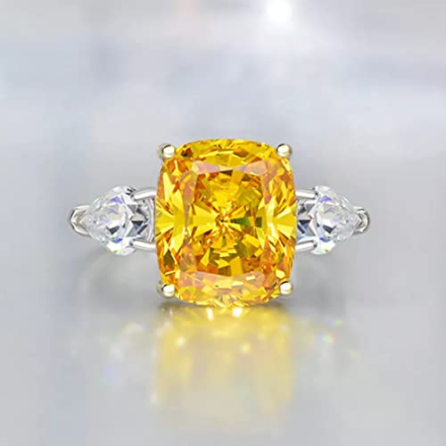 Bijoux citrine bague fiançailles argent 925 femme 10x12mm pour un cadeau de mariage