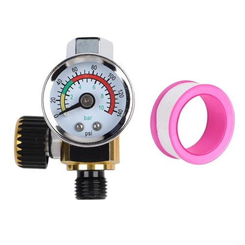 Régulateur de pression d'air G1 à 4 filetages, finition dorée avec bouton antidérapant et jauge à double échelle pour un contrôle précis de l'outil...