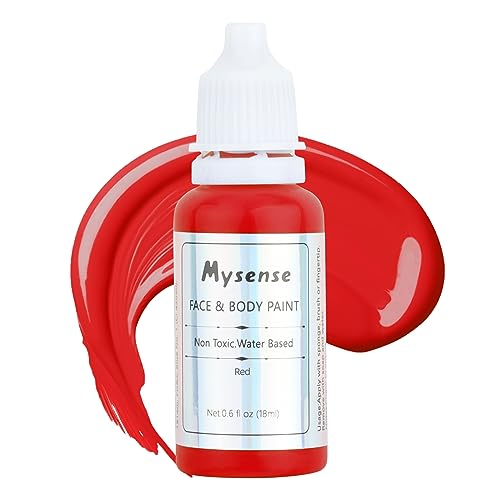 Mysense Red Face Body Paint,Water Based Washable Face Paint,Non-toxic Cream Body Paint for Adults and Children Halloween Costume SFX Cosplay Clown Devil Makeup,0.6oz