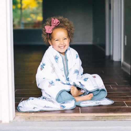Image of Little Unicorn Muslin Quilt Blanket | 100% Cotton Soft Multi-Layered Muslin Fabric | Toddler & Baby Blanket | 47 inchx47 inch | for Nursery, Crib, Shower Gifts (Prickle Pots)
