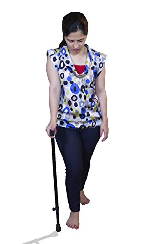 Image of JSB W09 Walking Stick for Men and Women Old People | Walking Aid for Physiotherapy Fracture Support | Lightweight Slip Free Base (Black)