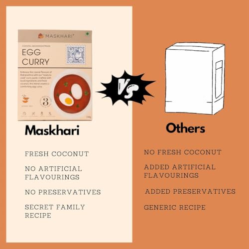 Image of Maskhari Ready to Eat Egg Curry Paste, 150g | Authentic Maharashtrian Egg Curry | Instant Indian Curry Base | No Preservatives, No Artificial Colors | Ready in Minutes