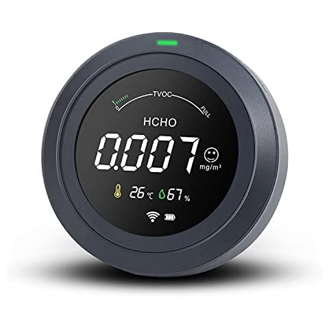 LifeBasis Air Quality Monitor Formaldehyde Detector, (WIFI-APP) Indoor Air Pollution Sensor detect HCHO TVOC Humidity Temperature Suitable for Home, Office, Conference, Business Trip, Travel Cover