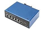 digitus switch di rete industriale gestito a 6 porte gigabit ethernet poe - 4x rj45 + 2x sfp uplink - 30w poe budget per porta rj45 - l2 gestito - montaggio su guida din - 10/100/1000mbps