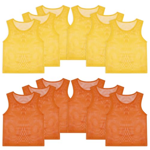 Image of Pinnies, Soccer Pennies for Youth & Adults, Scrimmage Vests 6 /12 /24 Pcs | Lightweight Mesh Practice Jerseys, Soccer Team Bibs for Sports, Blue, Red, Yellow, Orange