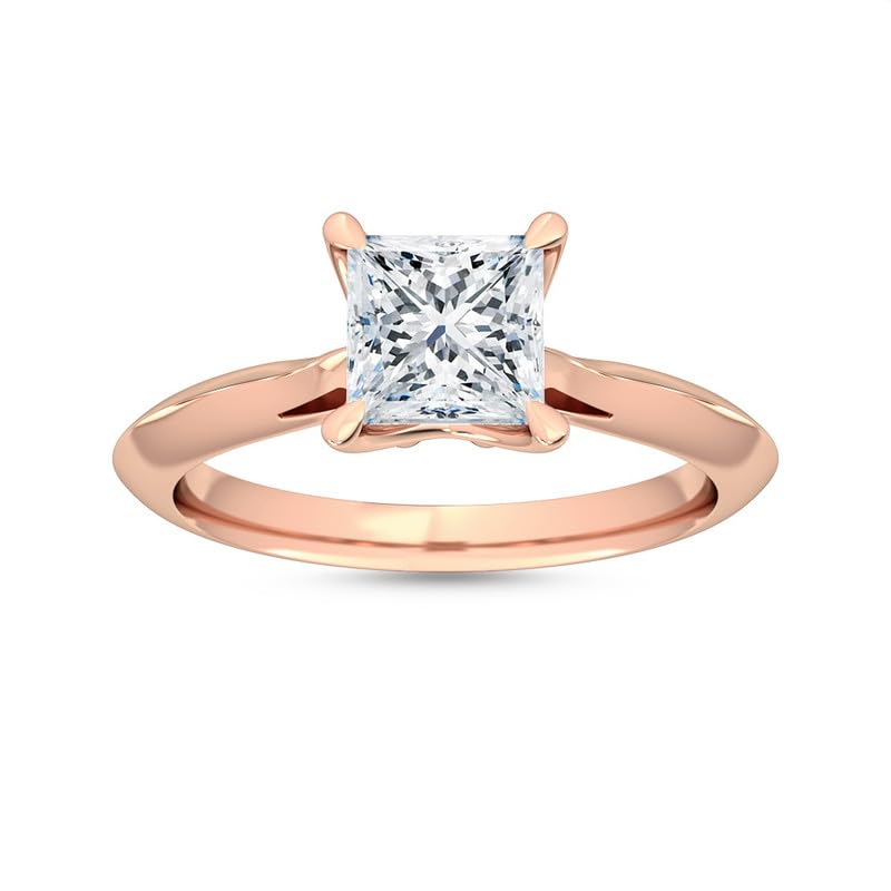 Customize Jewel 10.0 Carat Princess Excellent Cut Moissanite 4-Prong Set Cathedral Knife Edge Solitaire Engagement Wedding Bridal Ring In 18k Rose Gold For Women,D-VVS1