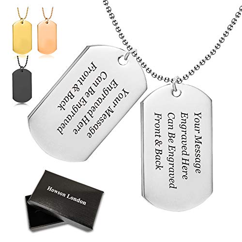Personalised Engraved Pendant Necklace - Double Dog Tags/Army Card Style/Identity GIft for him - Birthday, Anniversary, End of Term Thank you Teacher, Fathers day Gift