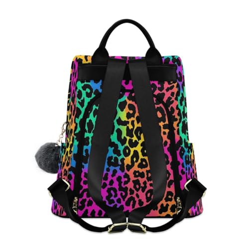 Image of ALAZA Neon Leopard Skin Print Trips Hiking Camping Rucksack Pack for Women