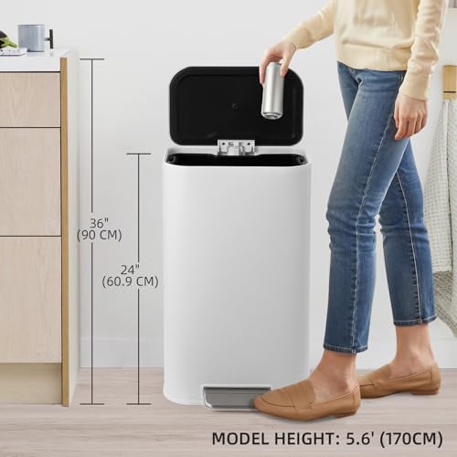 Caneca de basura rectangular blanca de acero inoxidable 30L miniatura 7