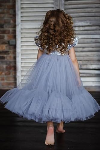 Sequin Flower Girl Dress for Wedding Kids Tea-Length Princess Pageant Dresses Tulle Puffy Birthday Prom Ball Gowns3