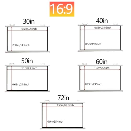 Pantalla de proyección manual 72 pulgadas 16:9 portátil miniatura 2