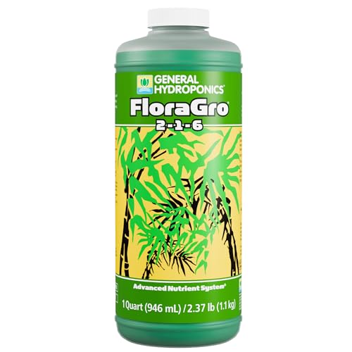 General Hydroponics FloraGro 2-1-6 Plant Food Part of FloraSeries Advanced Nutrient System for Plants 1 Quart