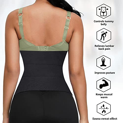 Waist Trainer For Women , Plus Size, Waist Wrap, Belly Band , Waist Wraps For Stomach & Non-Slip Pro Size Black #TOP5