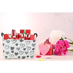 Rectangular Kids Basket,Heart Storage Basket Organizer.Cute Storage Bin with Handles. Kids Basket,Girls Room Decor,Toys Box,Books Basket, Gifts Basket Empty.(Black Heart) Rectangular Kids BasketHeart Storage Basket OrganizerCute Storage Bin with Handles Kids BasketGirls Room DecorToys BoxBooks Basket Gifts Basket EmptyBlack Heart