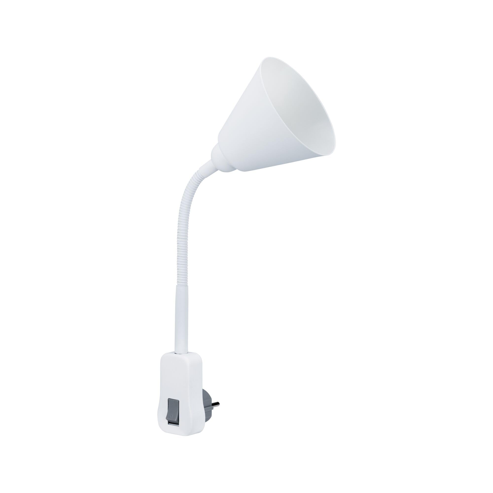 Paulmann 95428 Lampada da presa Junus con braccio flessibile max. 20 Watt lampada bianco metallo, plastica luce E14