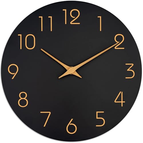Horloge murale en bois ronde blanche batterie décoration maison 12"