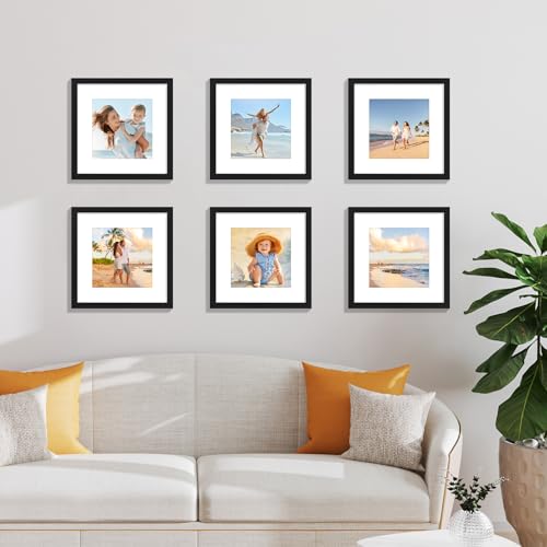 decorUhome 12x12 Picture Frame, Display Pictures 8x8 with Mat or 12x12 without Mat, Wall Mounting Photo Frame, Black, 1 Pack