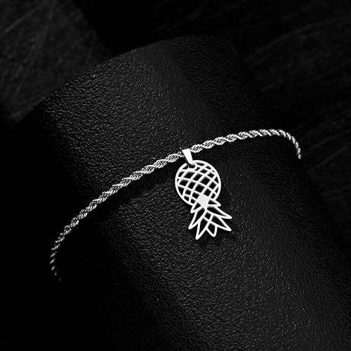 Image of Upside Down Pineapple Anklet, Upside Down Pineapple Pendant Ankle Bracelet (Silver)