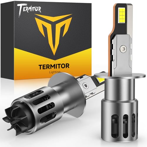 Termitor Upgraded H1 Light Bulbs, 900% Brightness with 16 CSP Chips, Real 1:1 Halogen Size, 6500K White, Canbus Ready Fog Light Bulbs, Pack of 2
