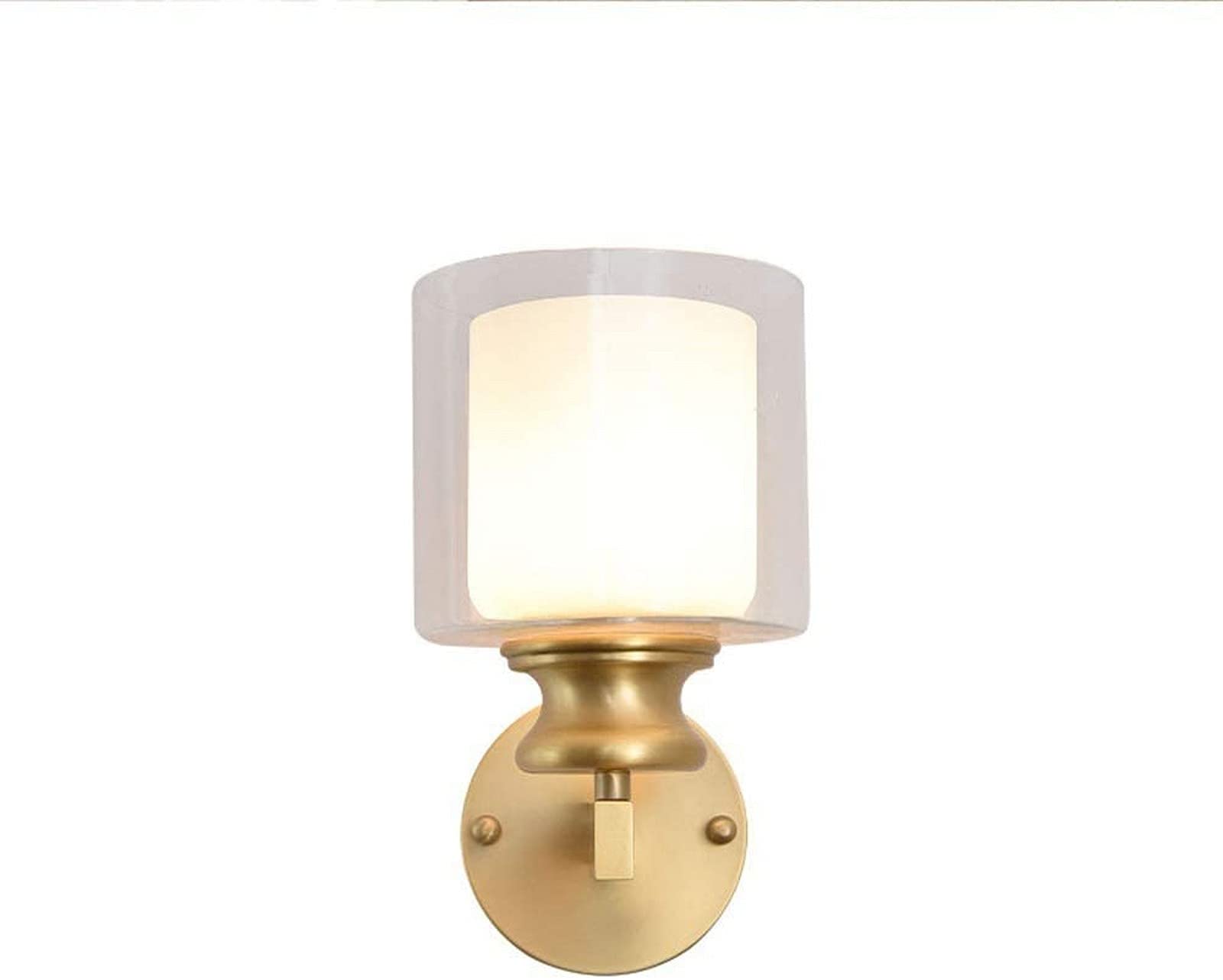 Aplique de pared dorado con pantalla de vidrio de doble capa para iluminar el hogar