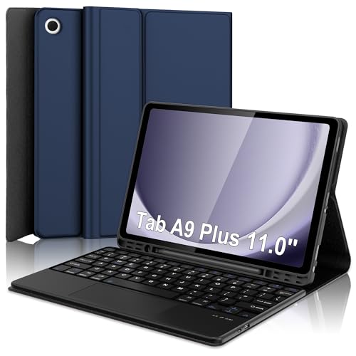 Keyboard Case for Samsung Galaxy A9 Plus Tab 11inch, Galaxy Tab A9+ 5G Case with Touch Keypad - Detachable Bluetooth Keyboard with Trackpad, Cover for Samsung Tablet A9Plus with Pen Holder, Navy Blue