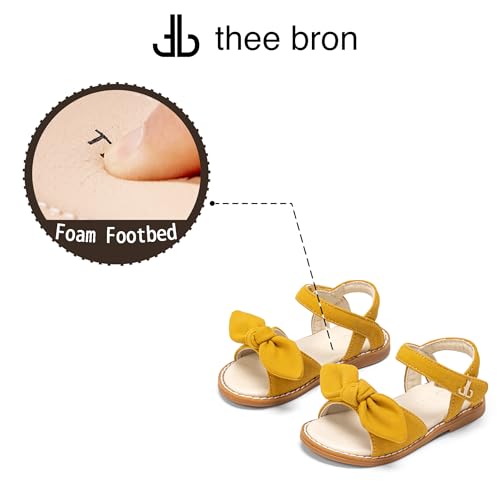Image of THEE BRON Toddler Girls Sandals Wedding Flower Girl Dress Shoes Open Toe Flats