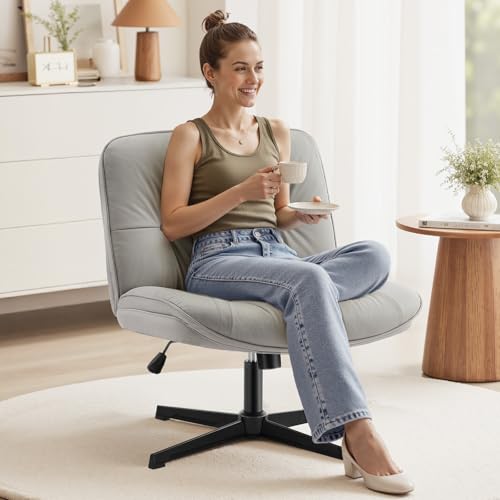 OLIXIS Criss Cross Chair Without Wheels, Cross Legged Office...
