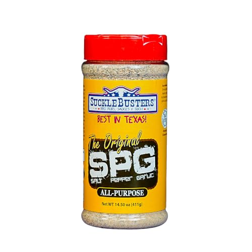 SuckleBusters Salt Pepper Garlic SPG BBQ Rub & Seasoning: Best BBQ Rub for Grilling & Smoking Meat, Poultry, Pork, Fish and Vegetables, Gluten-Free, No MSG Shaker (14.5oz) image 2