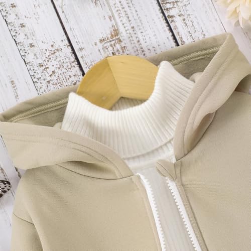 Kids Boys Girls Zip-Up Hoodie Jacket with Pocket Plain Thermal Long Sleeve Coat Fall Winter Warm Sweatshirts Clothes3