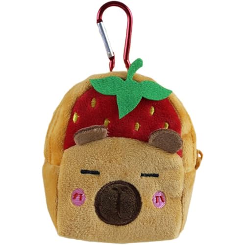 Funny Capybara Coin Purse Keychain Cartoon Animal Headphone Bag Change Purse Mini Plush Wallet Bag Pendant Keyring for Kids Adults