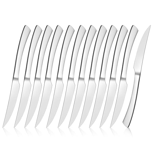 La Mejor Selección de Cuchillos para la carne - 5 favoritos. 43 E-far - Juego de 12 cuchillos de carne dentados, cuchillo de cena de acero inoxidable para el hogar, cocina, restaurante, cuchillo de mesa de 9 pulgadas con mango ergonómico y...