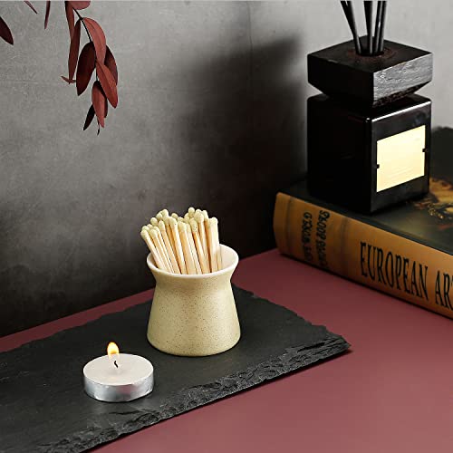 Haillai 2 Pack Match Holder With 6 Pcs Strikers, Handmade Ceramic Match Box For All Matches, Cute Home Decor Match Jar With Striker For Candle, Fireplace, Parlor. Off White - (Sold Without Matches) #TOP2