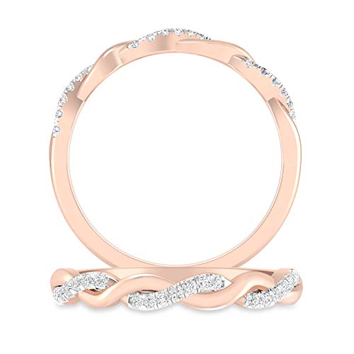 Inspereza 1/10 Carat 10kt Gold Diamond Infinity Knot Petite Wedding Anniversary Stackable Band. (H-I Color, I2-I3 Clarity)