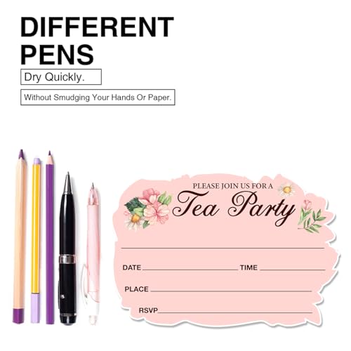 Tarjetas de invitación de fiesta de cumpleaños con sobres y temática de té floral 5