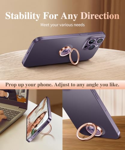 Image of GVIEWIN Marble Cell Phone Ring Holder, Metal Kickstand Grip for Magnetic Car Mount Compatible with iPhone 14 Pro Max /14 Pro /13 /12 Series & Galaxy S22 Ultra and Other Smartphones(Quicksand /Purple)