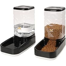 Elevon Automatic Cat Feeder, Gravity Food and Water Dispenser Bowl Set for Small Medium Dogs Animals, Pet Feeder Dispenser Storage Food, 3.8L Large Capacity, Black