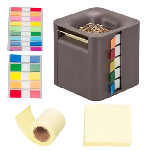 Distribuidor de notas de bloque flexible, 5 colchones de notas de color, 9 fichas de medición de color, materiales de administración eficiente de escritorio, cubo de almacenamiento de etiquetas de