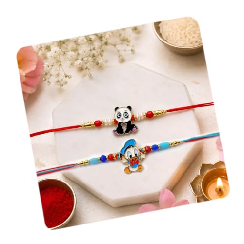 Image of CraftVatika Rakhi Set for Kids Brother, Rakhi Set of 2 for Brother Boys Baby Kids, Designer rakhis for Rakshabandhan Children Raki Set with Greeting Card, Tilak Set, for Premium RakshaSutra for Child