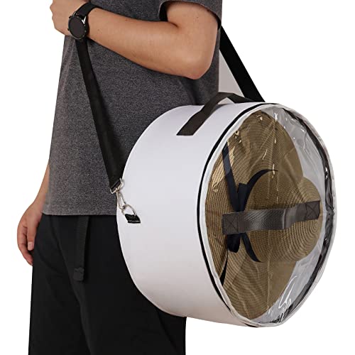 Pehciroe Hat Boxes For Women & Men Storage Large Felt Hat Boxes Storage Round Foldable Hat Carrier Travel Cowboy Hat Storage Box Storage For Hats Toy Clothes With Lid, White #TOP6