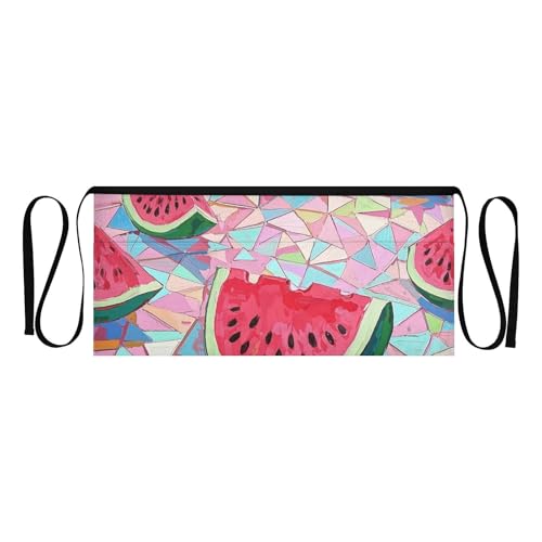 FASHON&FASCIN Server Apron with Pockets Waist Aprons Half Waitress Apron Watermelon Pattern for Gardening Restaurant,Multi9