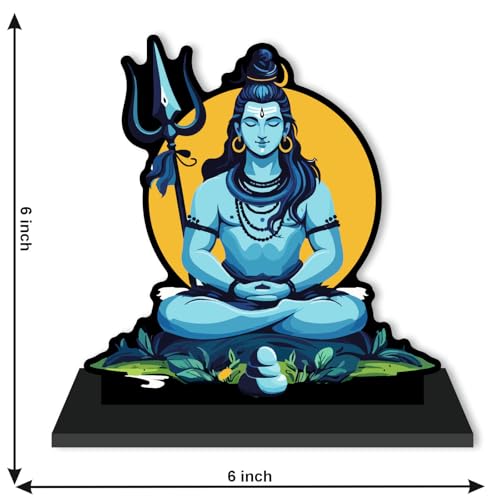 Image of CVANU Wooden Idols & Figurine Table Top Lord Mahadev Decorative Item Religious Showpiece for Study Table| Office Desk| Book Shelf| Gift| Home Decoration (6inch X 6inch) S496