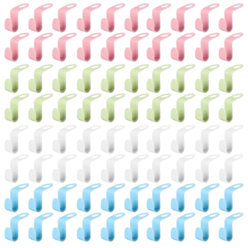 80 Stück Kleiderbügel Verbindungshaken, Platzsparende Haken für Kleiderbügel, Clip Drop Haken aus Kunststoff, Für Schrankorganisation, Blau, Weiß, Grün, Pink, Praktisch für Kleiderschränke und Reisen